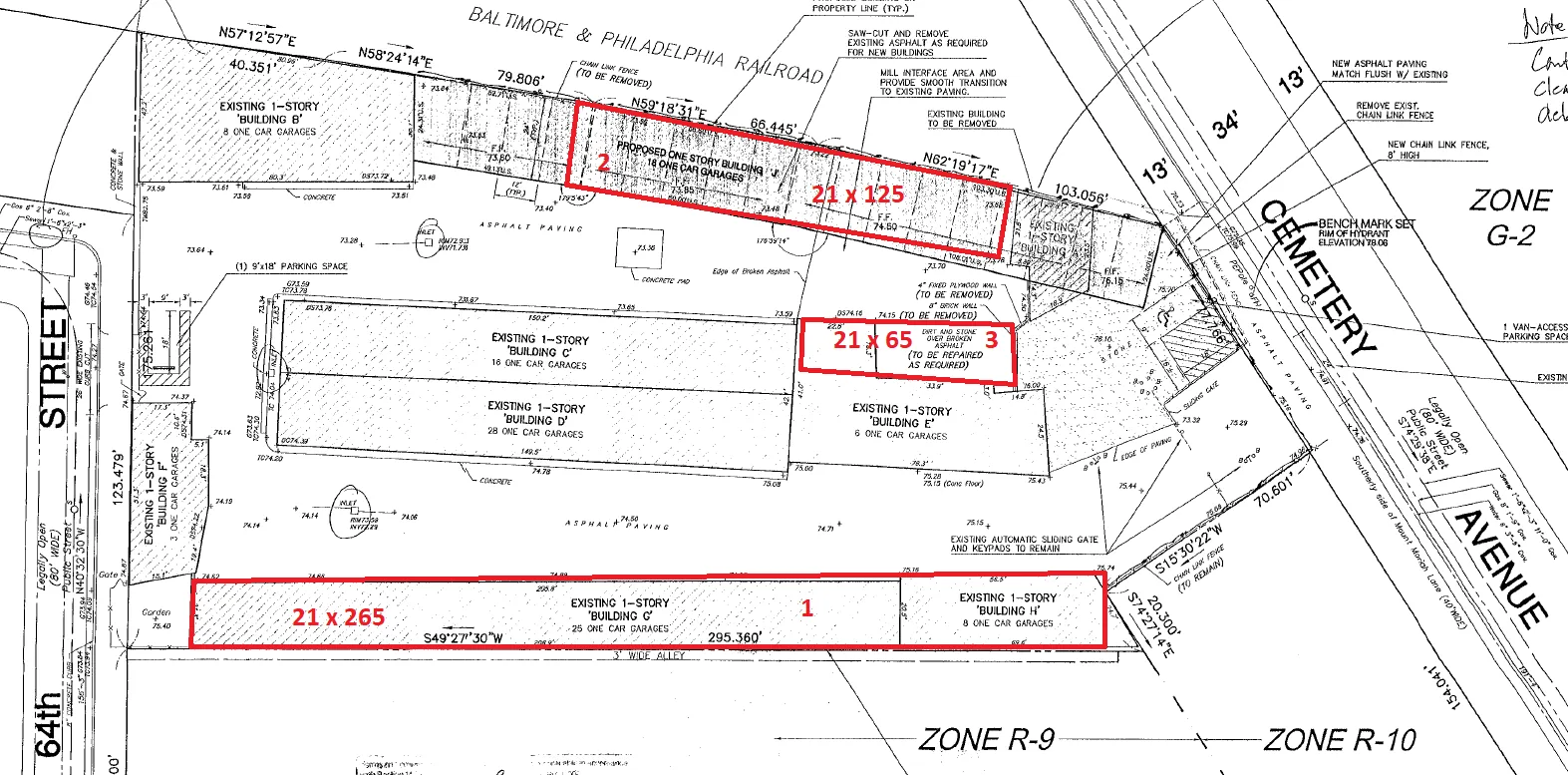 2030 Cemetery Ave labeled site plan